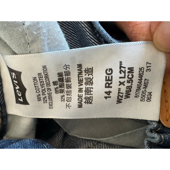 Boys Levi's 505 Regular Fit Blue Jeans Size 14 - Picture 7 of 8